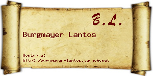Burgmayer Lantos névjegykártya